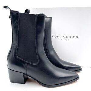 Kurt‎ Geiger Star Chelsea Boots Black Leather Pointed Toe Ankle Sz 36.5 / 6.5